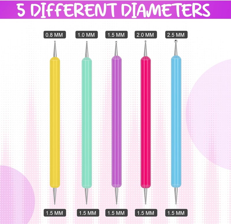 Ashmacdo 20 Pcs Dotting Tools for Painting,Ball Embossing Stylus for Transfer Paper,Tracing Tools for Drawing, Embossing Tools for Paper, Art Dotting Tools for Nail Art (Candy Colors) - Image 2
